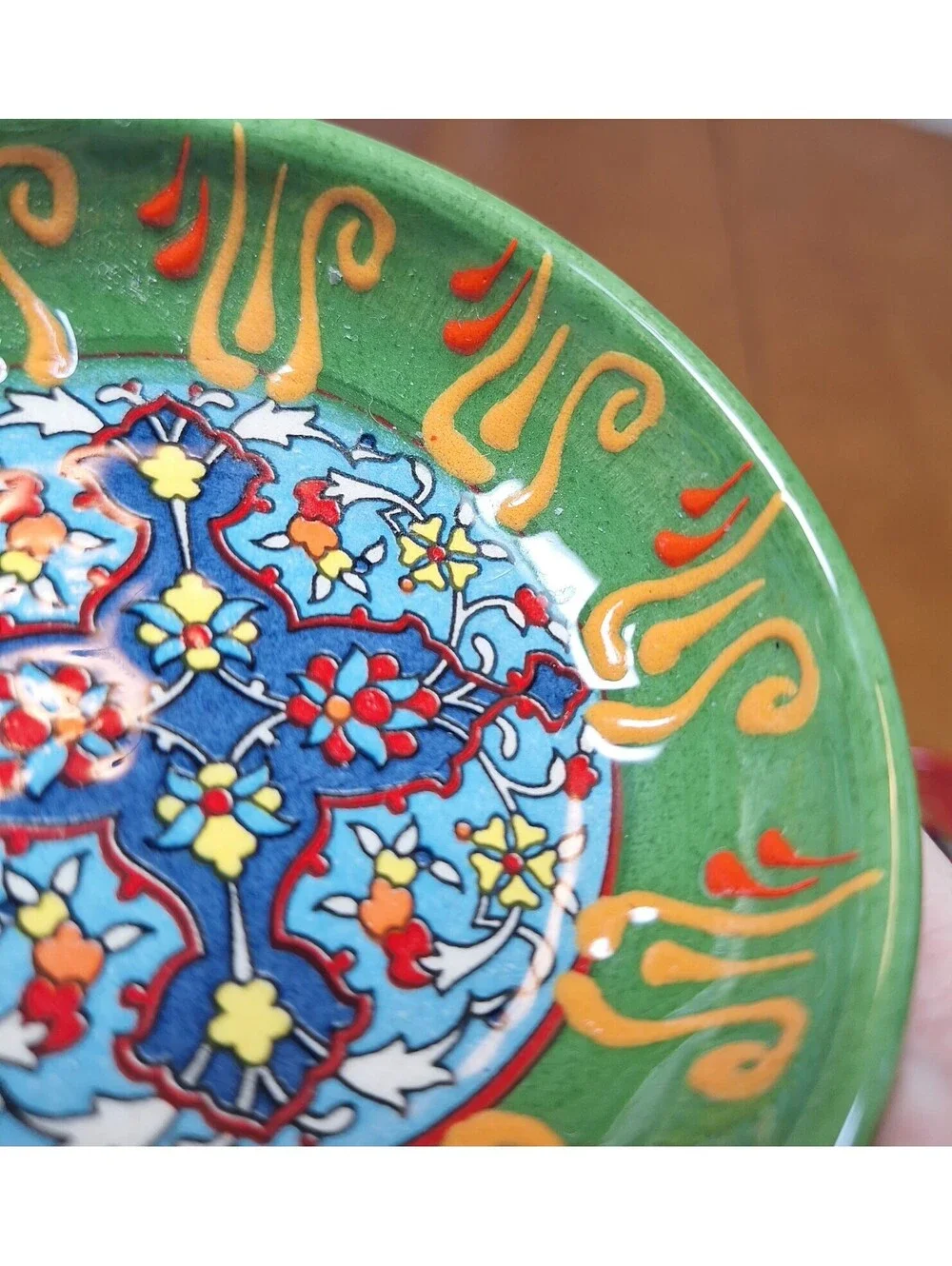TWO Clay Decorative Dish/Bowls Hand Painted/Signed Natto Tilay Pottery 3.25